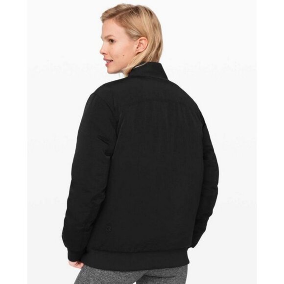 Lululemon Roam Far Bomber Jacket Black Size 10 Goose Down Water-repellent - Picture 3 of 7